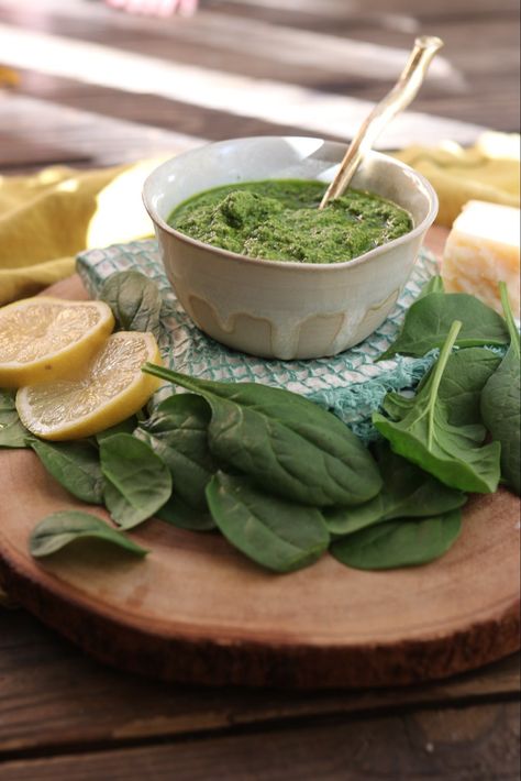 SPINACH & BASIL WALNUT PESTO – CAFÉ CHRISTINA Basil Walnut Pesto, Butter Cream Sauce, Pesto Spinach, Wine Butter, Favorite Pasta Recipes, Good Recipe, Walnut Pesto, Marinade Sauce, Homemade Pesto