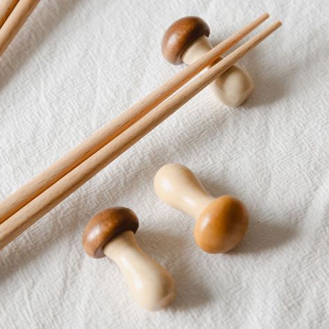 Maintain your chopsticks while still being able to enjoy your meal with these Wooden Mushroom-Shaped Chopstick Rests.. Goblincore room ideas. Goblincore inspiration. Goblincore room decor. Goblincore decor ideas. #toa #toashop #goblincoreaesthetic #bamboo Mushroom Storage, Chinese Kitchen, Wooden Rack, Chopstick Holder, Chopstick Rest, Mushroom Design, Simple Kitchen, Tableware Accessories, Utensil Holder