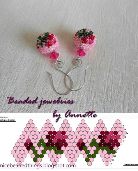 Anting Manik, Beaded Bead, Bead Crochet Patterns, Beadwork Designs, Beaded Earrings Diy, Beaded Beads, Bead Crochet Rope, Brick Stitch Earrings, Pola Kristik