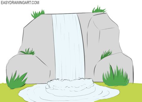 How to draw a waterfall Draw A Waterfall, Waterfall Drawing, Fall Sides, Side View Drawing, Want To Draw, Easy Doodles Drawings, Learn How To Draw, Simple Doodles, Doodle Drawings