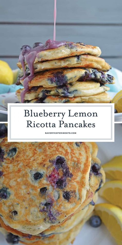 Super Fluffy Pancakes Recipe, Blueberry Pancakes Easy, Blueberry Ricotta Pancakes, Fluffy Pancake Recipe, Lemon Ricotta Pancakes, Ricotta Pancakes, Easy Blueberry, Lemon Ricotta, Blueberry Pancakes