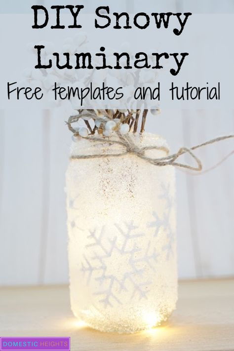 epsom salt mason jar, epsom salt luminaries, how to make snow covered mason jars, diy snowy mason jars Snowy Mason Jars, Easy Mason Jar Crafts Diy, Easy Mason Jar Crafts, Make Snow, Jars Diy, Snowflake Cutouts, Snowflake Lights, Rustic Wood Furniture, Mason Jar Crafts Diy