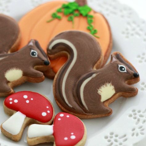 sweetopia.net/2016/08/video-how-to-decorate-squirrel-cook... Cookies Thanksgiving, Fall Decorated Cookies, Cookie Decoration, Decorated Cookies Tutorial, Cookie Videos, Thanksgiving Cookies, Cookie Tutorials, Fall Cookies, Cookie Frosting