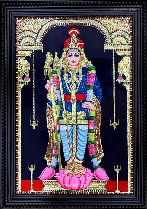 Lord Murugan Drawing, Murugan Painting, Murugan Tanjore Painting, Hindu Artwork, Panel Drawing, God Frame, Thanjavur Painting, Tanjore Art, Kundan Rangoli