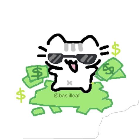 Cute Cat Drawing Easy, Money Cat, Goofy Drawing, Cute Cat Drawing, Cat Doodle, Silly Cats Pictures, Easy Doodle Art, Cat Icon, Cute Doodles Drawings