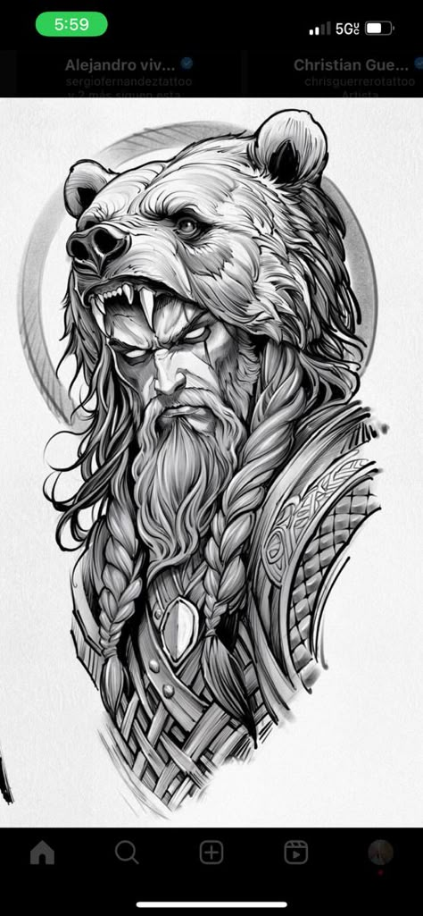 Viking Warrior Tattoos, Viking Tattoo Sleeve, Tattoo Placements, Lion Head Tattoos, Bear Tattoos, Warrior Tattoos, Forearm Sleeve Tattoos, Nordic Tattoo, Norse Tattoo