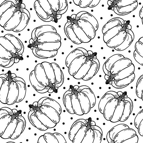 Background Autumn, Planting Pumpkins, Garden Vegetable, Plant Vector, Hand Drawn Illustration, Autumn Harvest, Drawn Illustration, Halloween Backgrounds, Halloween Paper