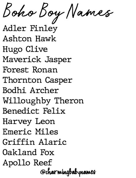 Hippie or boho boy names Surnames Last names Full names Character Full Names Ideas, Full Names Ideas, Beautiful Surnames, Full Names For Characters, Boho Boy Names, Last Names As First Names, Pretty Boy Names, Full Names, Baby Name Generator