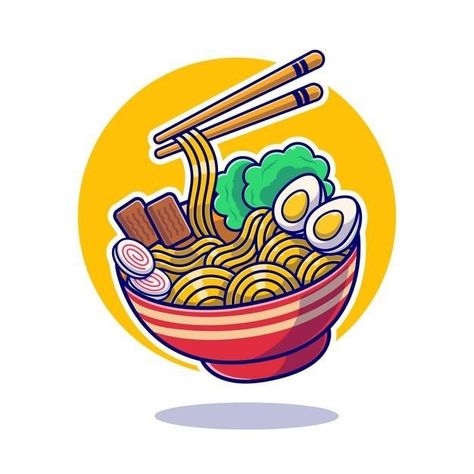 Ramen Drawing Simple, Ramen Noodle Drawing, Noodles Painting, Noodle Drawing, Noodles Cartoon, Ramen Drawing, Ramen Tattoo, Ramen Illustration, Ramen Graphic