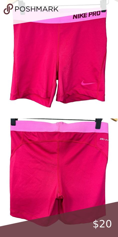 Nike Pro Shorts Pink Size L Pink Nike Pros, Nike Pro Shorts, Pink Nike, Nike Pros, Nike Pants, Workout Shorts, Dri Fit, Hot Pink, Nike