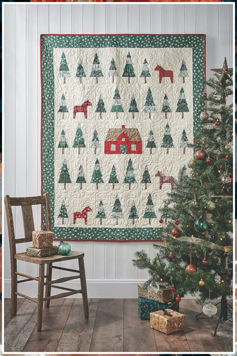 Christmas Quilts - Don't lose this opportunity to get what you need - start NOW and have what you need and deserve! Scandinavian Quilts, Modern Christmas Quilt, Christmas Quilting Projects, Horse Quilt, Christmas Patchwork, Christmas Quilting, Christmas Quilt Patterns, Quilts Decor, Holiday Quilts