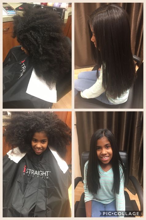 Before and after Japanese hair straightening. Beautiful transformation by Belle's Salon. Japanese Hair Straightening Black Hair, Japanese Straightening, Belle Hair, Japanese Hair Straightening, Trendy Braids, Different Types Of Curls, Japanese Hair, Transitioning Hairstyles, Hair Straightening