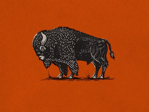 Illustration by Kendrick Kidd | Dribbble | Dribbble Vector Brush, Engraving Illustration, Western Art, Printmaking, Art Inspo, Illustration Design, Moose Art, Buffalo, Concept Art