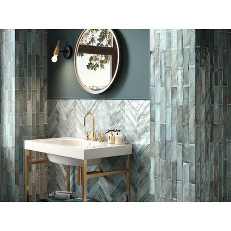 The Bella Collection Edisto 2'' W x 10'' L Ceramic Tile | Wayfair Grey Ceramics, Brick Design, Square Tile, Ceramic Wall Tiles, Architectural Inspiration, Shower Floor, Fireplace Surrounds, Subway Tile, Floor And Wall Tile