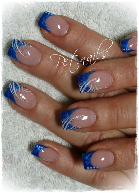 Toe Art Designs, Blue Manicure, Blue French Tip, Unghie Sfumate, Natural Nail Art, Wedding Nails French, Fingernail Designs, Red Polish, Nail Blue