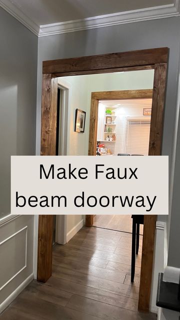 Diy New House Projects, Door Frame Without Door, Hallway Door Frame Ideas, Wood In Doorway, Doorway Beams Door Frames, Adding Hallway To House, How To Frame A Door Opening, Hallway Door Trim Ideas, Wood Frame Around Doorway