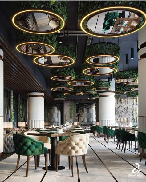 Green Bars, Resturant Interior, Resturant Design, Modern Restaurant Design, Coffee Shop Interior Design, Cafe Concept, Bar Interior Design, Coffee Shops Interior, Luxury Restaurant