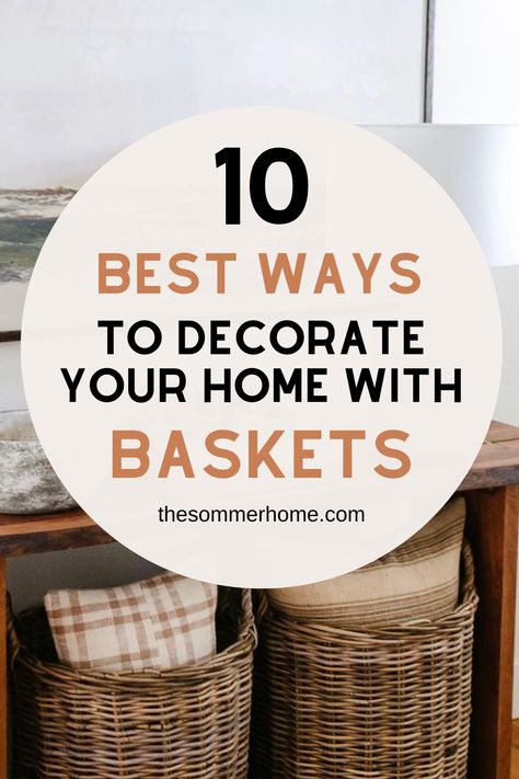 Are you looking for an easy and inexpensive way to spruce up your home? Baskets are the perfect tool for adding a stylish and functional touch to your interior. Whether you want to add a decorative element or extra storage, there are endless creative ways to use baskets to make your home look great. Here are 10 easy ways to decorate your home with baskets. Large Baskets Ideas Decor, Big Basket Ideas Decor, Decorating With Baskets Farmhouse Style, How To Decorate A Basket, Wicker Basket Decor Ideas, How To Decorate With Baskets, Baskets To Make, Entryway Basket, Wicker Basket Decor