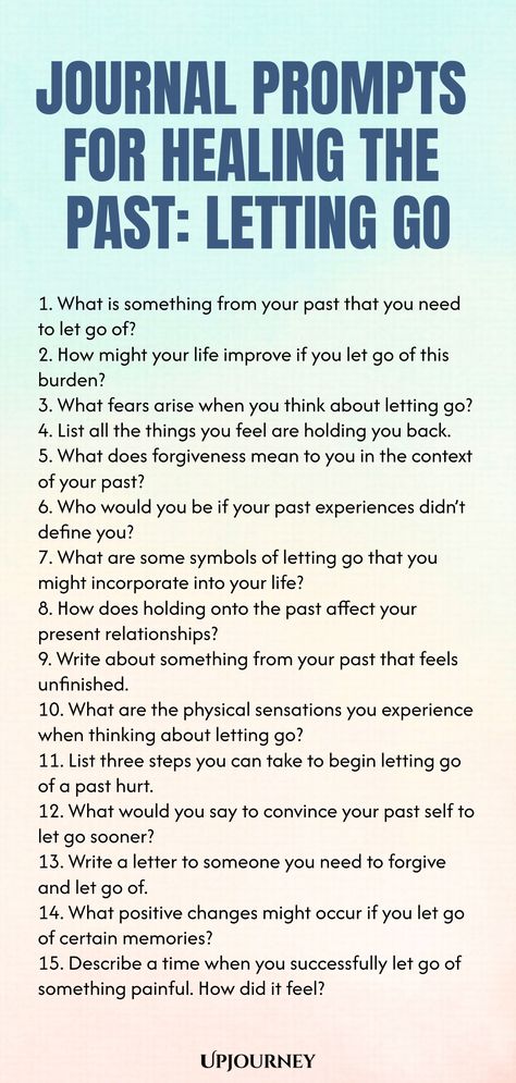 Explore these powerful journal prompts designed to help you heal the past and practice the art of letting go. Reflect on your emotions, experiences, and beliefs as you embark on a journey towards healing and self-discovery. Use these prompts to delve deep into your inner world, gain clarity, and cultivate a sense of peace within yourself. Allow this transformative process to guide you towards emotional freedom and growth. Start your healing journey today with these insightful journal prompts for How To Heal Yourself Journal Prompts, Acceptance Journal Prompts, Letting Go Of The Past Journal Prompts, Journal Starting Ideas, Journal Prompts Letting Go, Getting To Know Yourself Journal Prompts, Get To Know Yourself Journal Prompts, Art Journal Prompts Ideas, Ocd Journaling Prompts