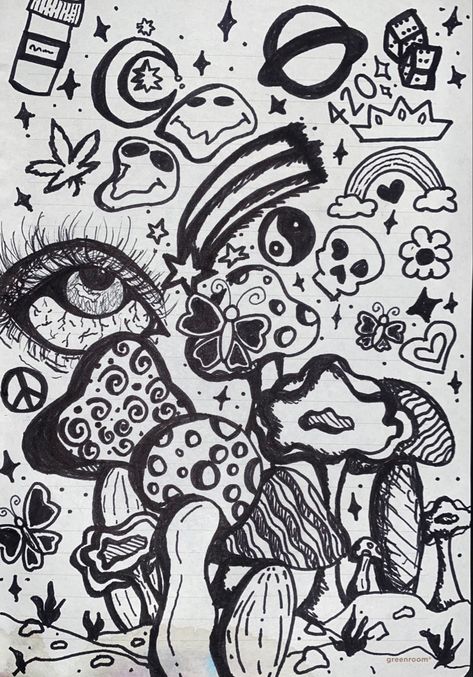 trippy drawing - doodle black and white Doodles For Stoners, Drawing Ideas On White Board, Trippy Space Drawings, Trippy Doodle Art Black And White, Trippy Drawing Background Ideas, Trippie Doodles, Black And White Trippy Wallpaper, Trippy Patterns To Draw Easy, Trippy Sharpie Art