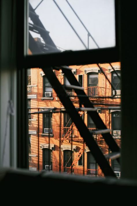 cross frame depth Apartments New York, New York Restaurants, Through A Window, Fire Escape, New York State Of Mind, New York Aesthetic, City That Never Sleeps, Cool Apartments, I ❤ Ny