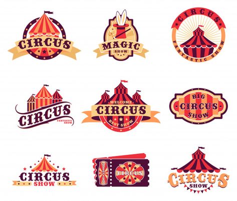 Circus Tent Illustration, Circus Logo, Circus Design, Animal Outline, Logo Stickers, Sports Logo Design, Flat Design Illustration, Parc D'attraction, Ad Logo