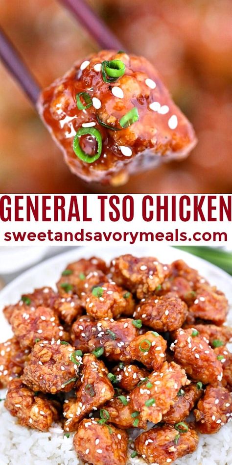 General Tso Chicken is your ultimate Chinese takeout! It is so easy to make; you will not have to order anymore once you learn this recipe! General Tso Chicken Easy, Tso Chicken Recipe, General Tao Chicken, Chicken Lickin, Flexitarian Recipes, Tso Chicken, General Tso Chicken, Chicken Recipes Video, Savory Meals