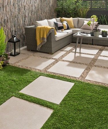 Turf Paver, Yard Makeover, Paving Ideas, Topps Tiles, Garden Tiles, Garden Paving, Backyard Remodel, Backyard Inspo, Outdoor Tiles