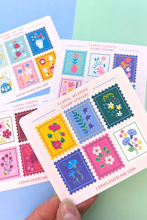 Stamp Stickers, Sticker Design Inspiration, Posca Art, 카드 디자인, Vinyl Sticker Paper, Floral Tea, Happy Mail, Bullet Journals, Art Business