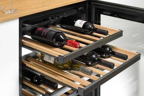 Lebensmittelaufbewahrung - IntelligentKitchens Diy Wine Rack Cabinet Drawers, Cabinet Under Stairs, Home Bar Rooms, Wine Rack Cabinet, Wine Cellar Design, Cellar Design, Wood Wine Racks, Diy Wine Rack, House Design Kitchen