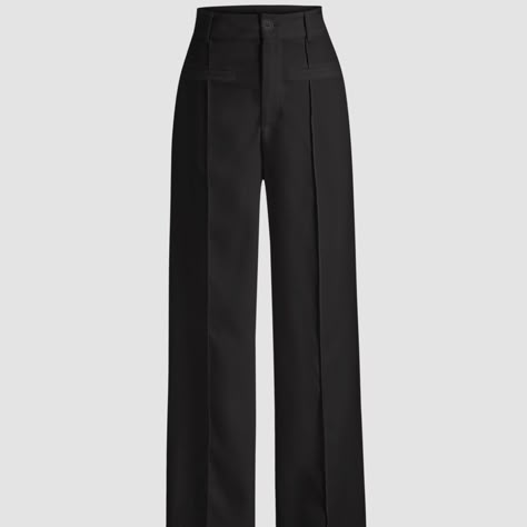 Nwt Black Solid Stitch Straight Leg Trousers Size Small From Cider Website I Purchased The Wrong Size But These Are Beautiful Trousers!! Womens Black Slacks, Black Trousers Women, All Black Suit, Funky Pants, Black Women Dress, Mom Pants, Slacks For Women, Fall Pants, Thrifted Outfits