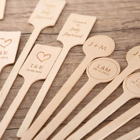 #etsy shop: 100 Customized Wood Drink Stirrers for Wedding Parties Personalized Disposable Stirrers for Wedding Date Custom Addition to your Wedding Day https://etsy.me/3oQBPJo #wedding #christmas #cocktailstirrers #drinkstirr Wooden Drink Stirrers, Wedding Stirrers, Drink Stirrers Wedding, Cocktail Stirrers, Drink Marker, Coffee Stirrers, Wedding Cocktail Party, Pop Stick, Drink Stirrers