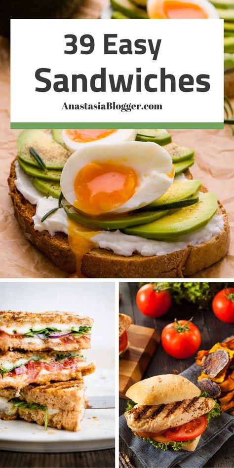 39 EASY Sandwich Recipes for Any Meal - Anastasia Blogger Anastasia Blogger, Homemade Beef Burgers, Easy Sandwich, Sliced Roast Beef, Easy Sandwich Recipes, Finding Myself, Chicken Sandwich Recipes, Sandwich Fillings, Chicken Salad Sandwich