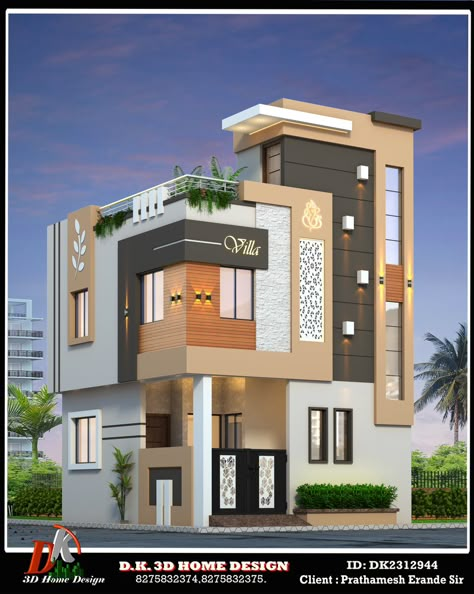 Elevation House Modern Double Floor, Double Floor House Elevation Design, Double Floor House Elevation, Elevation House, Front Building Design, House Front Door Design, Bungalow Floor Plans, House Balcony, Small House Elevation