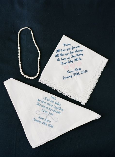 Embroidered handkerchiefs for your mom and dad on your wedding day! Swoon! Photography: KT Merry Photography Mob Gift, Week Inspiration, Kt Merry, Wedding Gifts For Parents, Spring Couture, Couture Week, Wedding Mood Board, Wedding Mood, Family Wedding