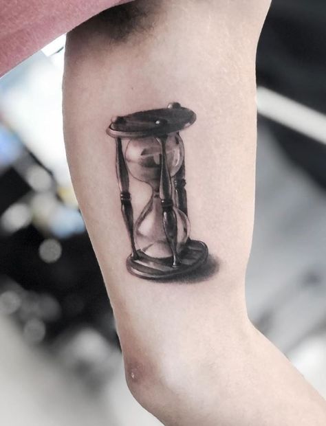 Sandglass Tattoo - TattManiaTattMania Sandglass Tattoo, Micro Realism Tattoo, Micro Realism, Ryan Ashley, Jewelry Tattoos, Realism Tattoos, Create A Tattoo, Mediums Of Art, Mini Tattoo