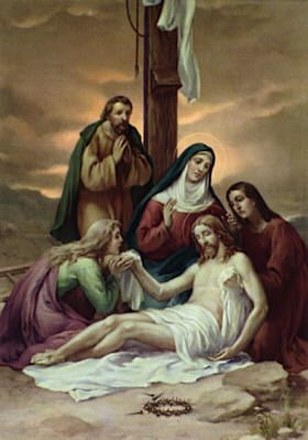 Thirteenth Station: The body of Jesus is taken down from the cross Jesus Christ Crucified, Way Of The Cross, Lenten Season, Pictures Of Jesus Christ, Stations Of The Cross, Jesus Painting, Francis Of Assisi, Jesus Images, Holy Week