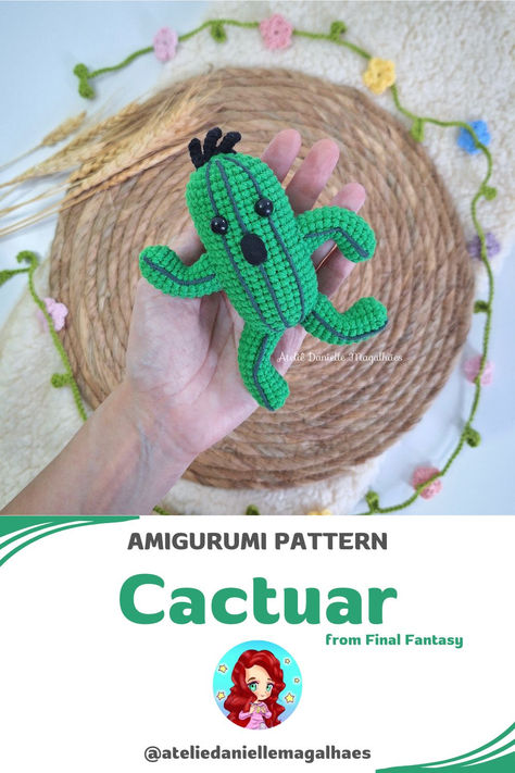 This is a digital file to make an amigurumi inspired by Cactuar from Final Fantasy game character.  Using the materials recommended in the pattern, Cactuar is approximately 12 cm (4,72") tall.  There are written instructions along with many photos for reference. It's a very adequate project for beginners level. You are acquiring a digital good (PDF file), not the finished products.  Once purchased, the pattern will be available on your Downloads page. Final Fantasy Amigurumi, Final Fantasy Crochet Pattern Free, Fantasy Amigurumi, Making Dolls, Amigurumi Free, Fantasy Games, Amigurumi Free Pattern, Pattern Crochet, Doll Making