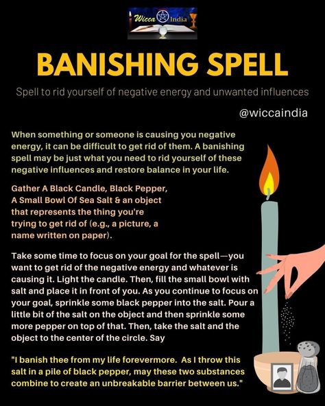 Banishing Spells, Negative Energy Cleanse, Candle Magic Spells, Spells That Actually Work, Banishing Spell, Hoodoo Spells, Witchcraft Spells For Beginners, Bad Spirits, Spells For Beginners