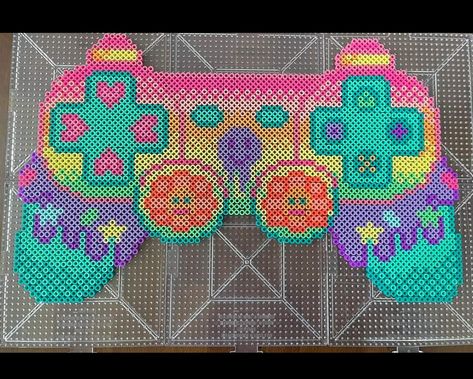 Perler Bead Patterns Large, Lisa Frank Perler, Fuse Bead Ideas, Big Perler Bead Patterns, Kandi Crafts, Video Game Perler, Easy Perler Bead Patterns, Melty Bead Patterns, Kandi Ideas