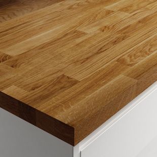 Wickes Solid Wood Worktop - Dark Oak 3000 x 600 x 38mm | Wickes.co.uk Cream Kitchen Units, Wood Breakfast Bar, Overmount Sink, Charcoal Kitchen, Wood Worktop, Hollow Core Doors, Cream Kitchen, Solid Wood Doors, Kitchen Dining Sets