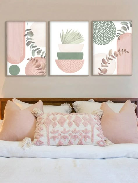 3 Pieces Pink Wall Art Painting Abstract Painting Poster Boho Wall Art Leaf Print Pictures Geometry Art Prints Flowers Vase Wall Posters Abstract Lines Canvas Painting Green Leaves Painting Poster  Nordic Posters Living Room Bedroom Wall Decor No Frame Army Green    Canvas     Home Decor, size features are:Bust: ,Length: ,Sleeve Length: Printable Wall Art Living Room, Murs Roses, Sage Green Walls, Gallery Wall Living Room, Gallery Wall Decor, 3 Piece Wall Art, Boho Dekor, Pink Wall Art, Home Decor Paintings