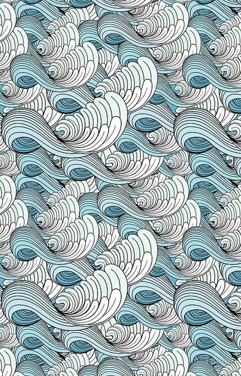 This piece is a great example of a pattern. The swirling lines follow a curved shape and order.  There is a predictable repetition within this piece Design Textile, Japanese Patterns, Sea Waves, Pretty Patterns, Zentangle Patterns, Graphic Patterns, Textile Patterns, Surface Pattern Design, Surface Pattern