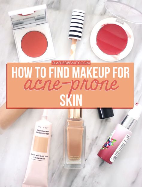 How to Choose Makeup for Acne-Prone Skin (Non-Comedogenic Makeup) What to Look For & What to Avoid | Slashed Beauty #skincare #acne #acnetips #makeuptips #beautytips #makeupforacne Non Comedogenic Makeup, Acne Makeup, Gloss Eyeshadow, Mac Lipsticks, Skincare Acne, Acne Skincare Routine, Natural Acne, Matte Lipsticks, Cleanse Recipes