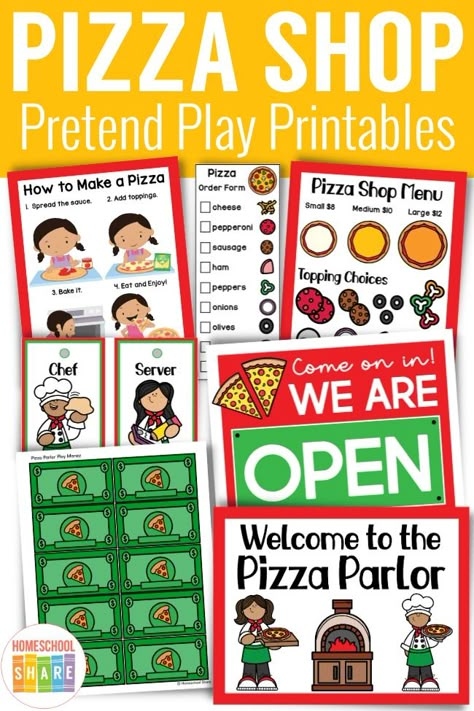 Pizza Shop Dramatic Play - Homeschool Share My Hobby Activities For Preschool, Pretend Pizza Shop, Pizza Parlor Dramatic Play Free Printable, Pizza Parlour Dramatic Play, Dramatic Play Restaurant Printables Free, Dramatic Play Pizza Shop Free Printable, Pizza Pretend Play, Pizza Dramatic Play Printables Free, Free Printable Dramatic Play