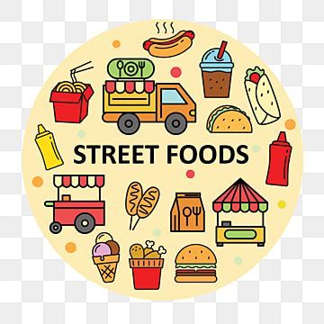 Street Food Menu Vector Hd Images, Street Foods Vector Illustration In Circle Cute Design Street Foods Concept Vector Illustration Food Truck Vector, Food Clipart, Food, Street PNG Image For Free Download #logodesign #tasty ✋. Street Food Logo Design Ideas, Street Food Logo Design, India Street Food, Delhi Street Food, Foods Logo, Street Food Logo, Logo Design Black, Delhi Street, Vietnamese Street Food