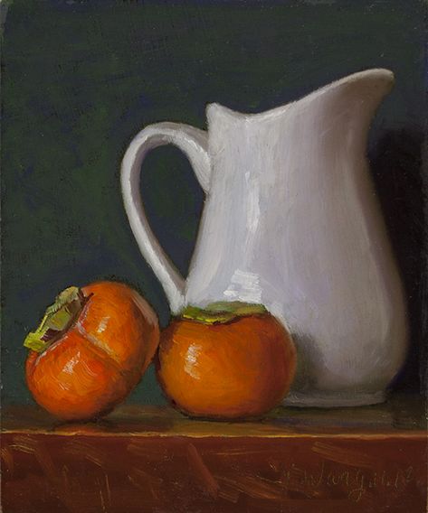 Persimmon Photography, Persimmon Artwork, Persimmon Still Life, Manet Still Life Paintings, Still Life Orange Painting, Still Life Landscape, Contemporary Still Life, Still Life Pictures, Painting A Day