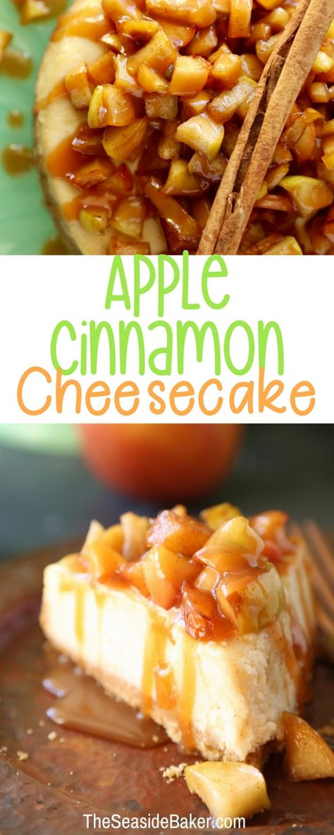 Apple Cinnamon Cheesecake, Cinnamon Apple Cheesecake, Apple Cheesecake Recipes, Fall Cheesecake, Cheesecake Apple, Apple Crisp Cheesecake, Cinnamon Cheesecake, Delicious Cheesecake Recipes, Cheesecake Toppings