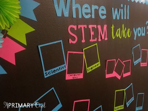 STEM bulletin board Science Center Bulletin Board Preschool, Stem Display Board, Steam Bulletin Board Ideas Preschool, Stem Careers Bulletin Board, Steam Bulletin Board Ideas Elementary, Robot Bulletin Board, Stem Bulletin Board Ideas, Stem Bulletin Boards Elementary, Steam Bulletin Board Ideas