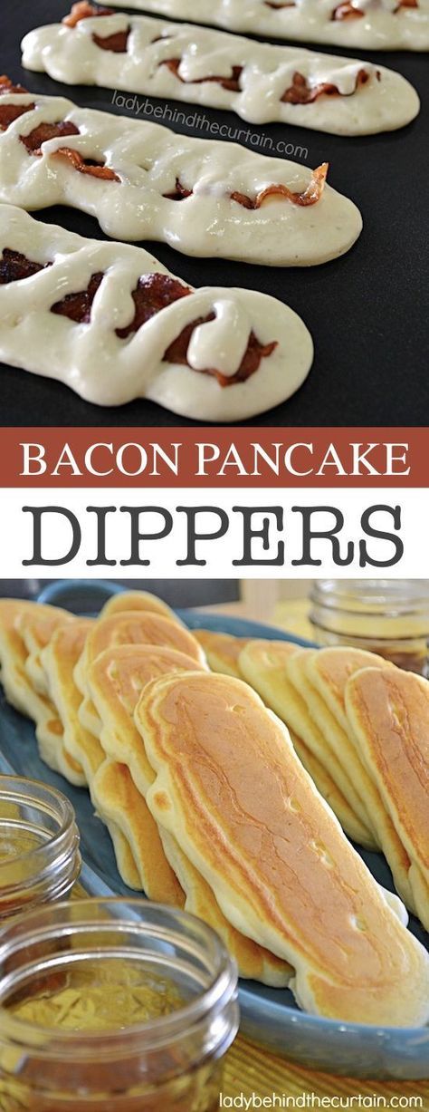 Bacon Pancake Dippers -- Quick, fast and easy breakfast recipe ideas for a crowd (brunches and potlucks)! Some of these are make ahead, some are healthy, and some are simply amazing! Everything from eggs to crockpot casseroles! Your mornings just got a little better. Listotic.com Bacon Pancake Dippers, Crockpot Casseroles, Bacon Pancake, Pancake Dippers, Bacon Pancakes, Menu Sarapan Sehat, Pancakes And Bacon, Easy Meals For Kids, Easy Brunch